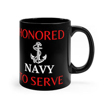 Load image into Gallery viewer, Honored to Serve - Navy - Black mug 11oz