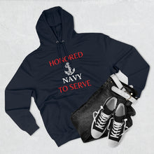 Load image into Gallery viewer, Honored to Serve - Navy - Unisex Premium Hoodie Onsie (Available in all branches)