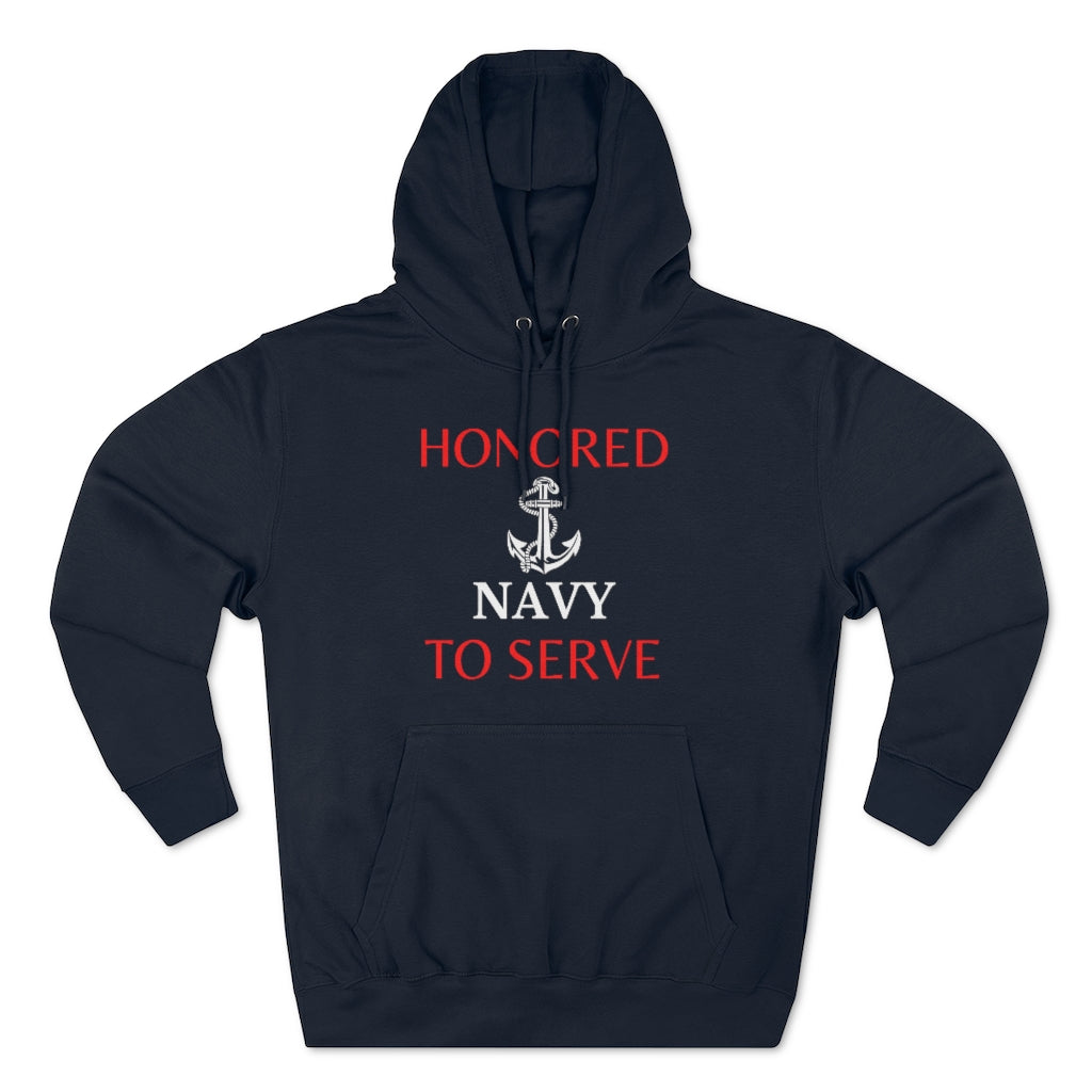 Honored to Serve - Navy - Unisex Premium Hoodie Onsie (Available in all branches)