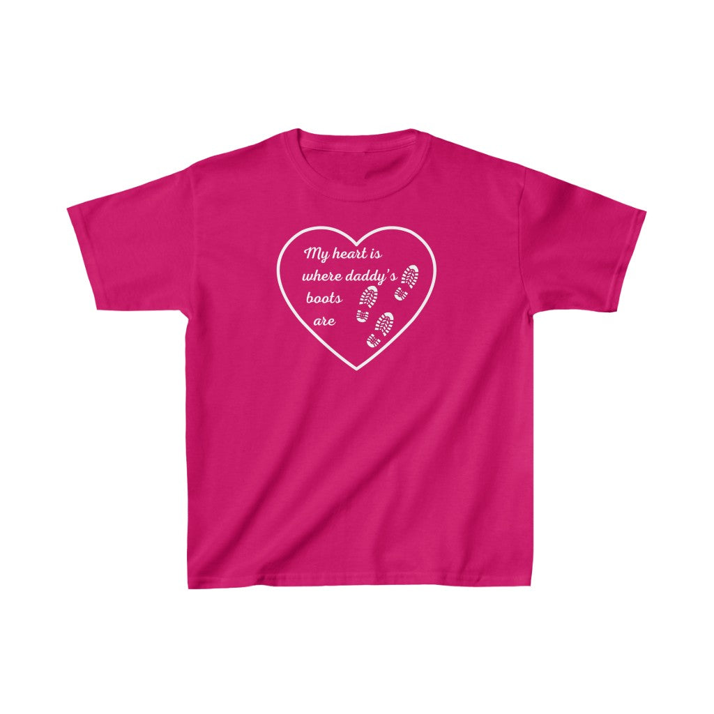 My heart is where daddy’s boots are - Kids Tee