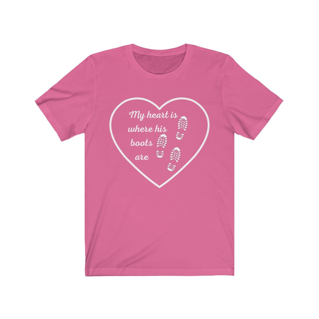 My heart is where his boots are - Unisex Tee
