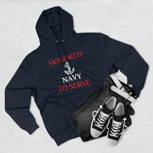 Load image into Gallery viewer, Honored to Serve - Navy - Unisex Premium Hoodie Onsie (Available in all branches)
